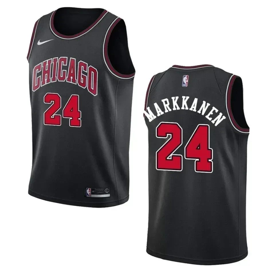 Men's Chicago Bulls 24 Lauri Markkanen Statement Swingman Jersey - Black