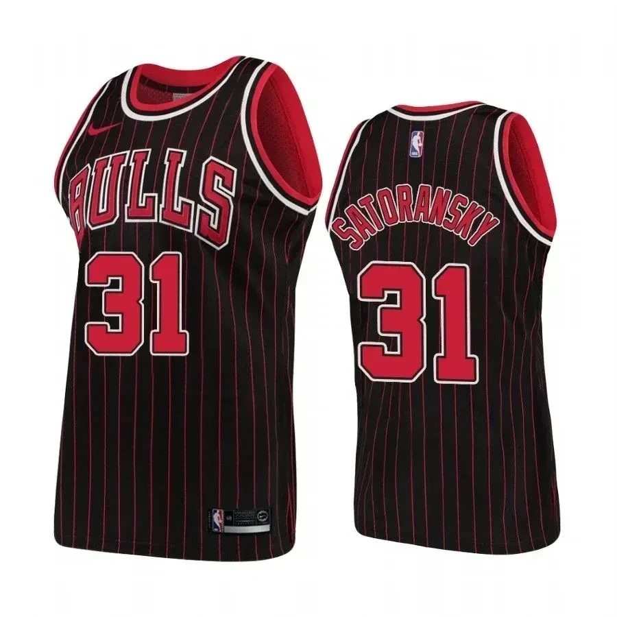 Men's Chicago Bulls 31 Tomas Satoransky Hardwood Classics Black Jersey