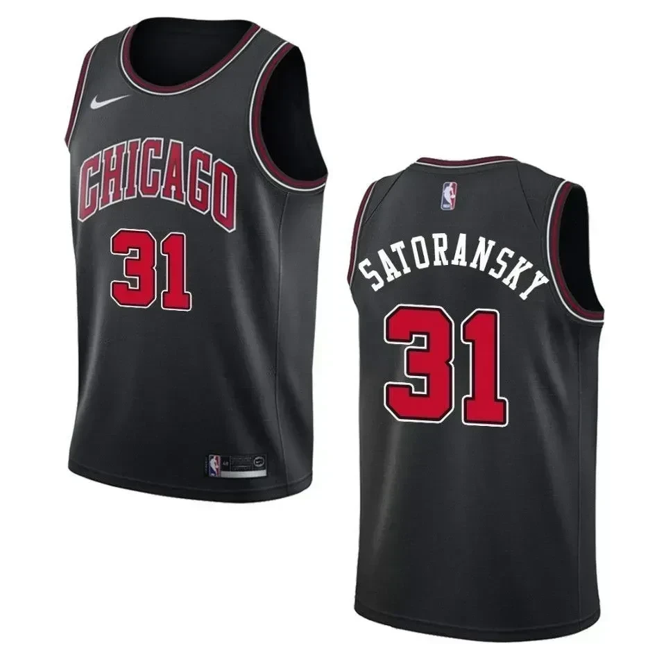 Men's Chicago Bulls 31 Tomas Satoransky Statement Swingman Jersey - Black