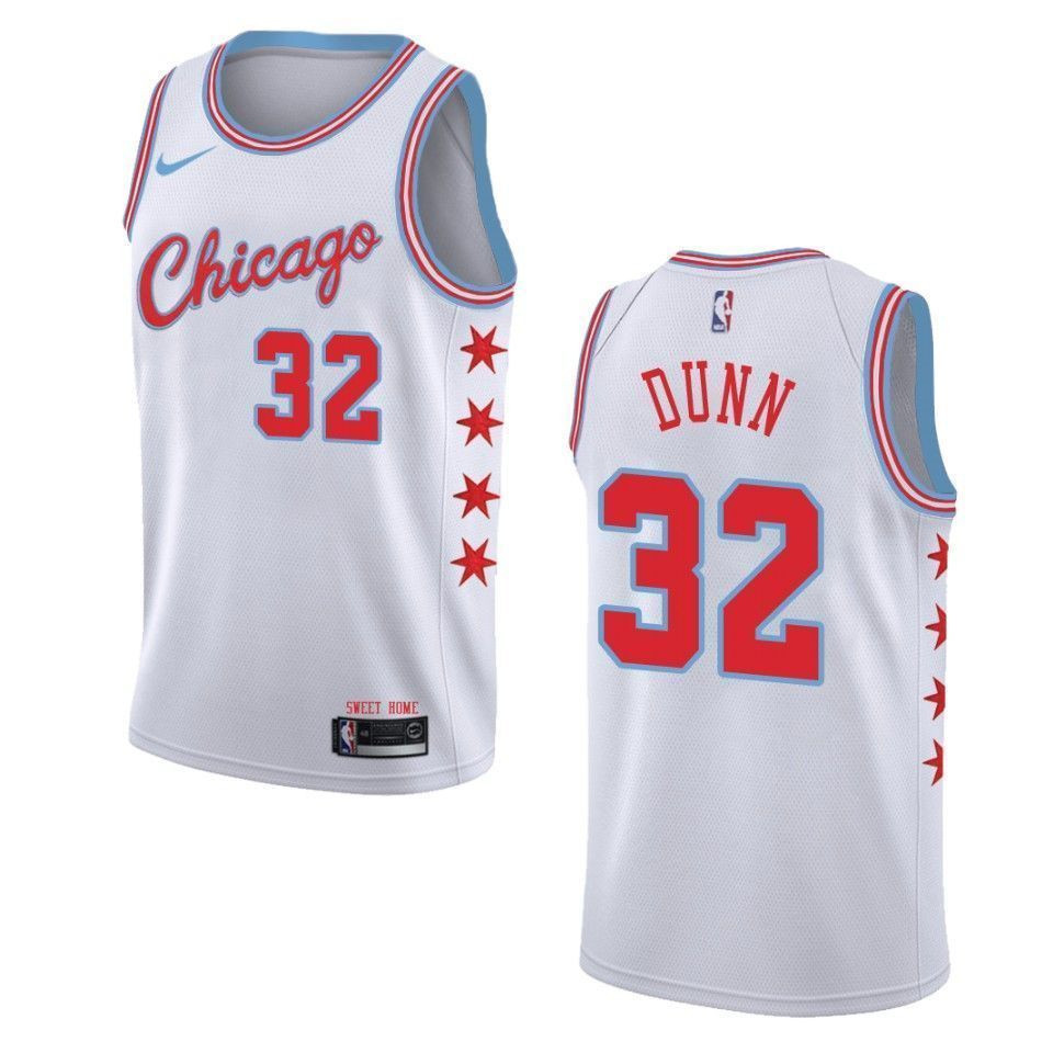 Men's Chicago Bulls 32 Kris Dunn City Swingman Jersey - Wihte