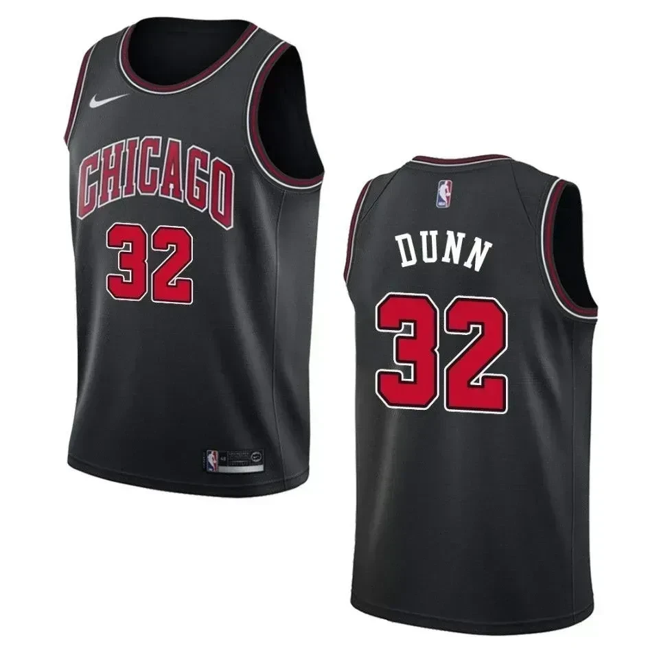 Men's Chicago Bulls 32 Kris Dunn Statement Swingman Jersey - Black