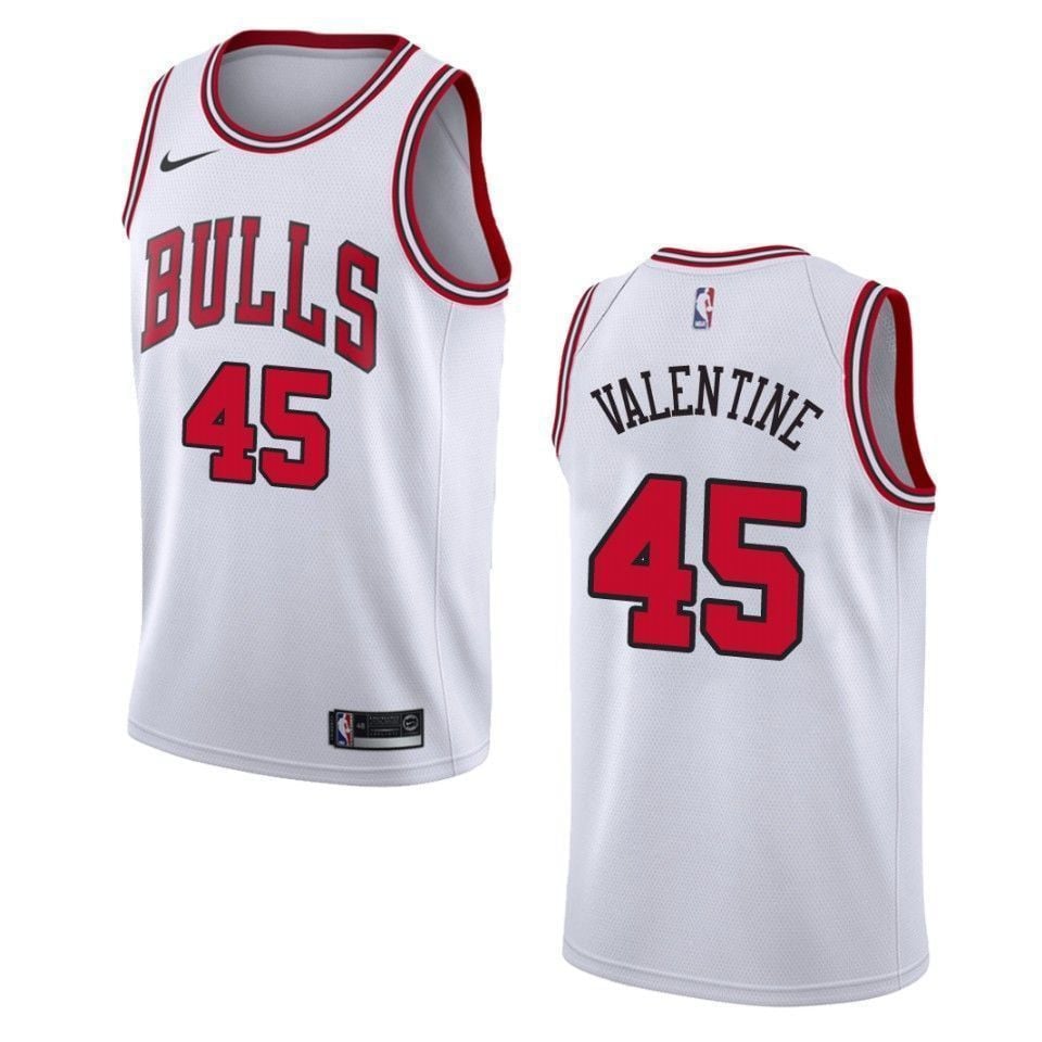 Men's Chicago Bulls 45 Denzel Valentine Association Swingman Jersey - Wihte