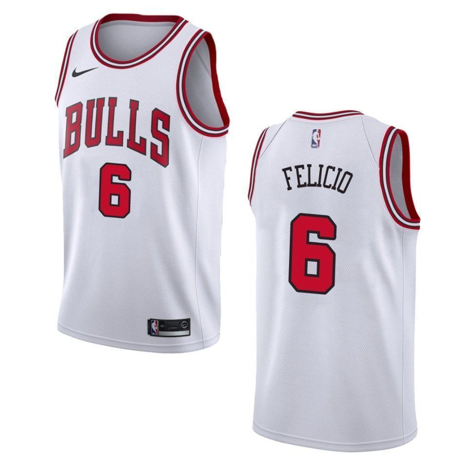 Men's Chicago Bulls 6 Cristiano Felicio Association Swingman Jersey - Wihte