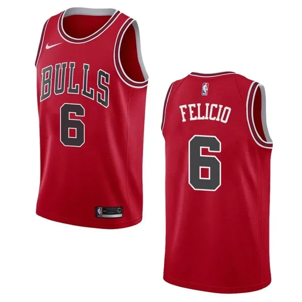 Men's Chicago Bulls 6 Cristiano Felicio Icon Swingman Jersey - Red