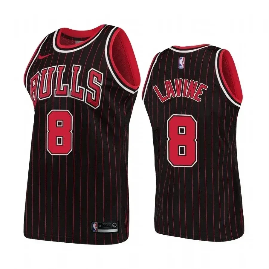 Men's Chicago Bulls 8 Zach Lavine Hardwood Classics Black Jersey