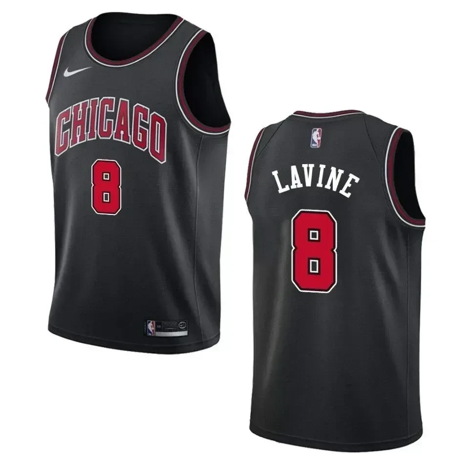 Men's Chicago Bulls 8 Zach Lavine Statement Swingman Jersey - Black