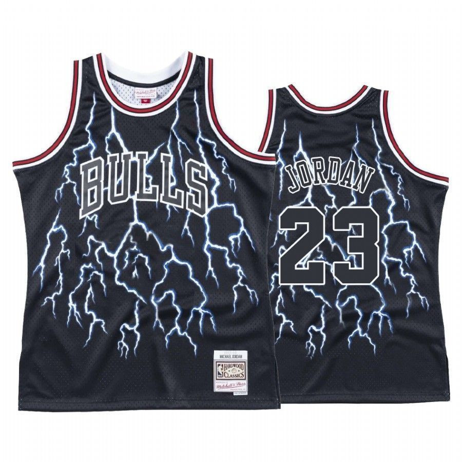 Men's Chicago Bulls Michael Jordan 23 Hardwood Classics Lightning Jersey