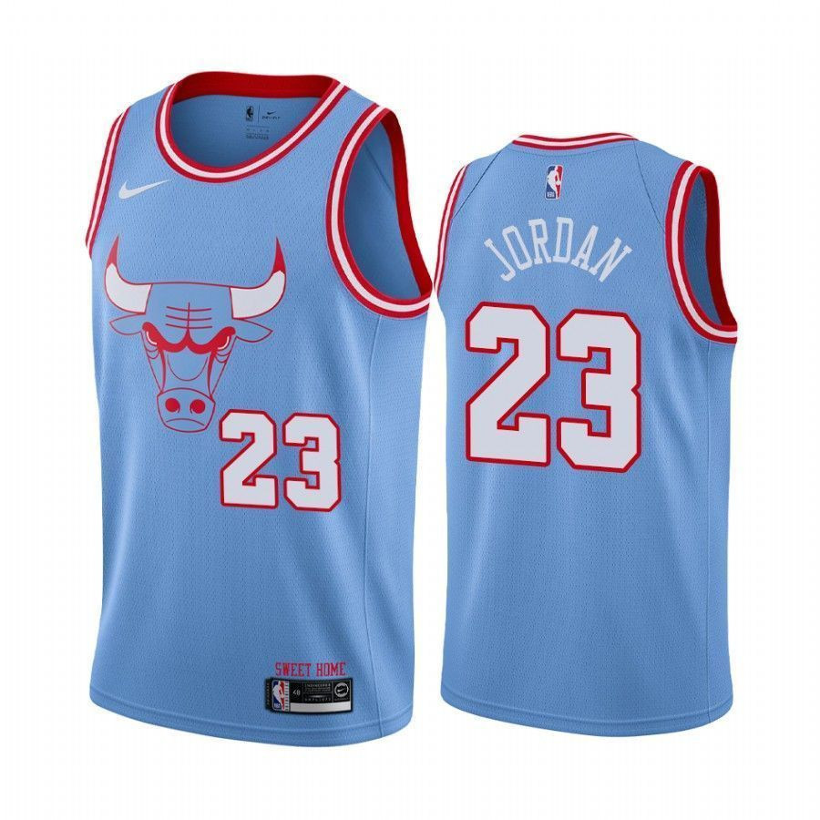 Men's Chicago Bulls Michael Jordan Blue 23 Bule City Jersey