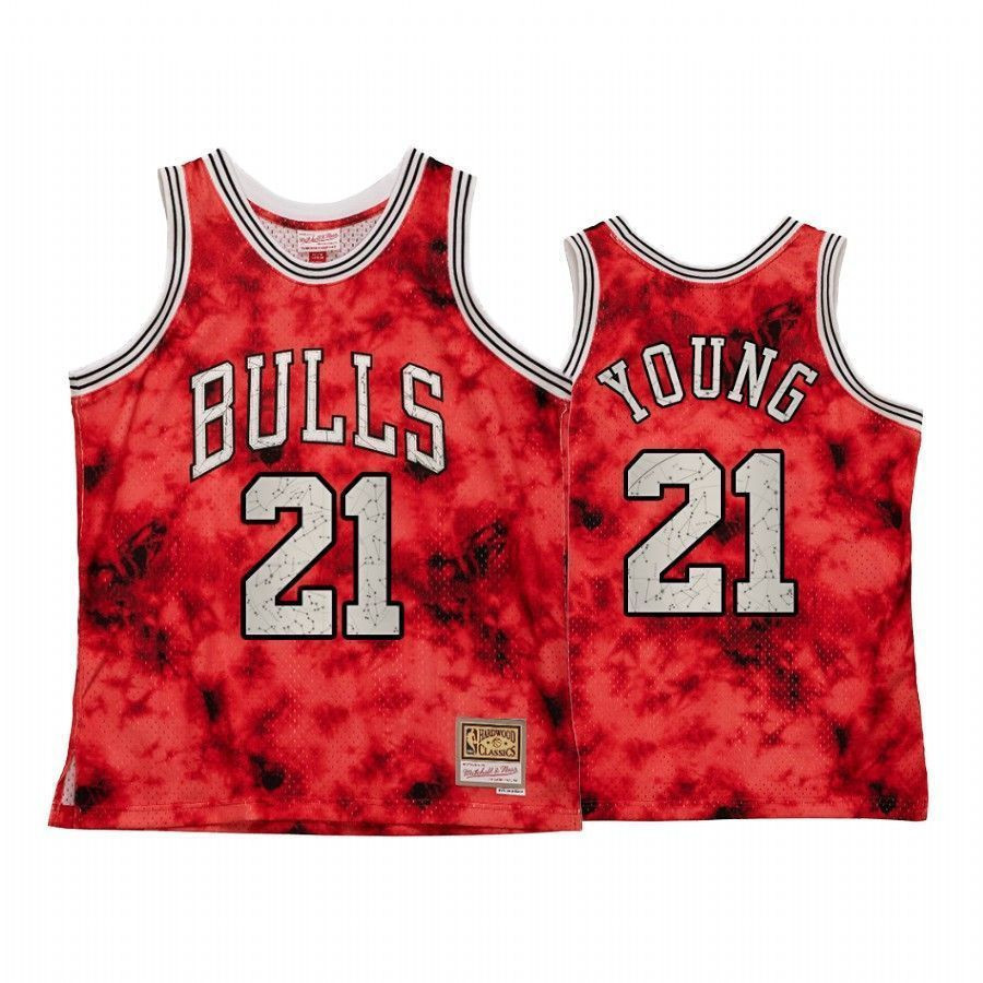 Men's Chicago Bulls Thaddeus Young Galaxy Constellation Jersey Red Heritage