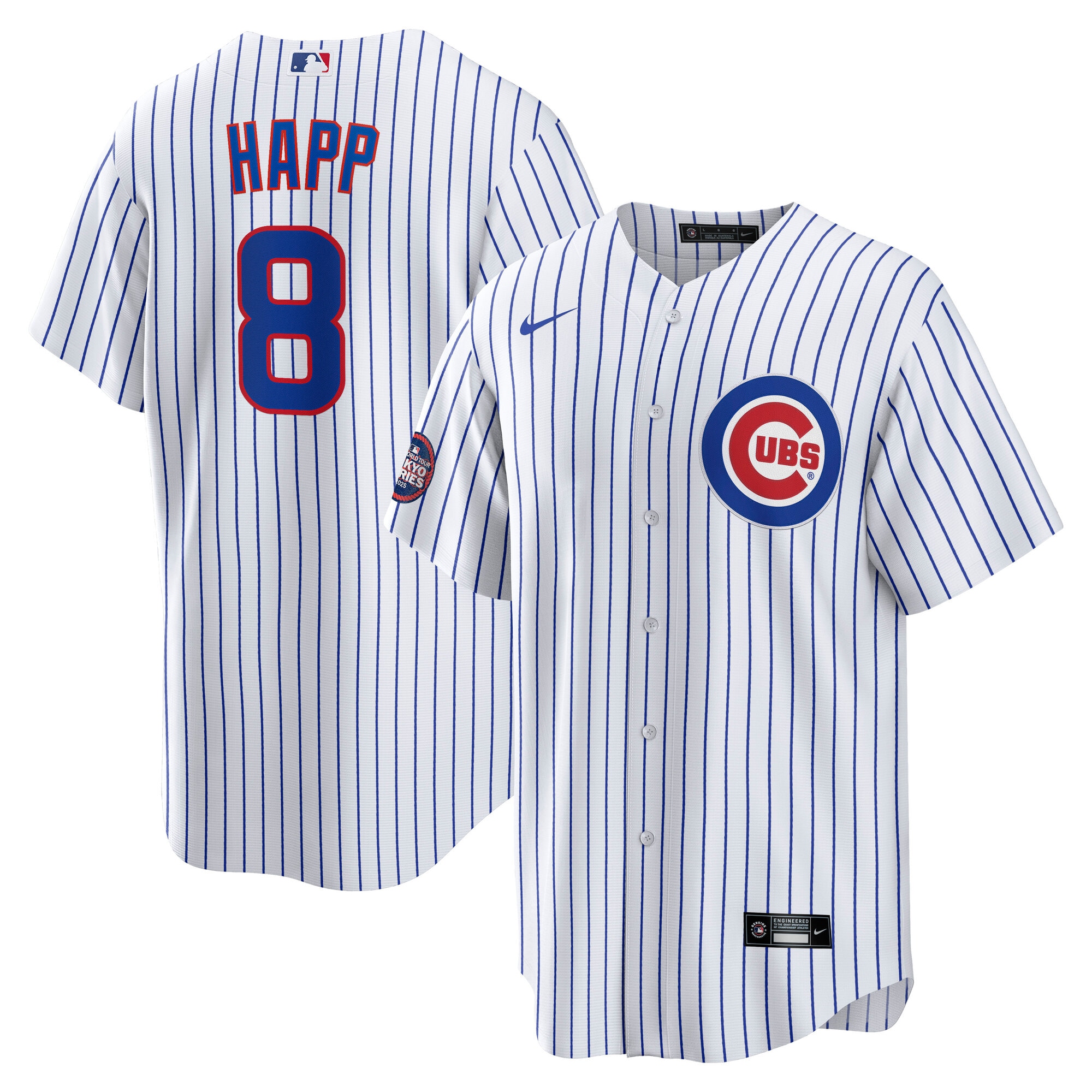 Men's Chicago Cubs Ian Happ White 2025 Mlb World Tour: Tokyo Series Home Player Jersey