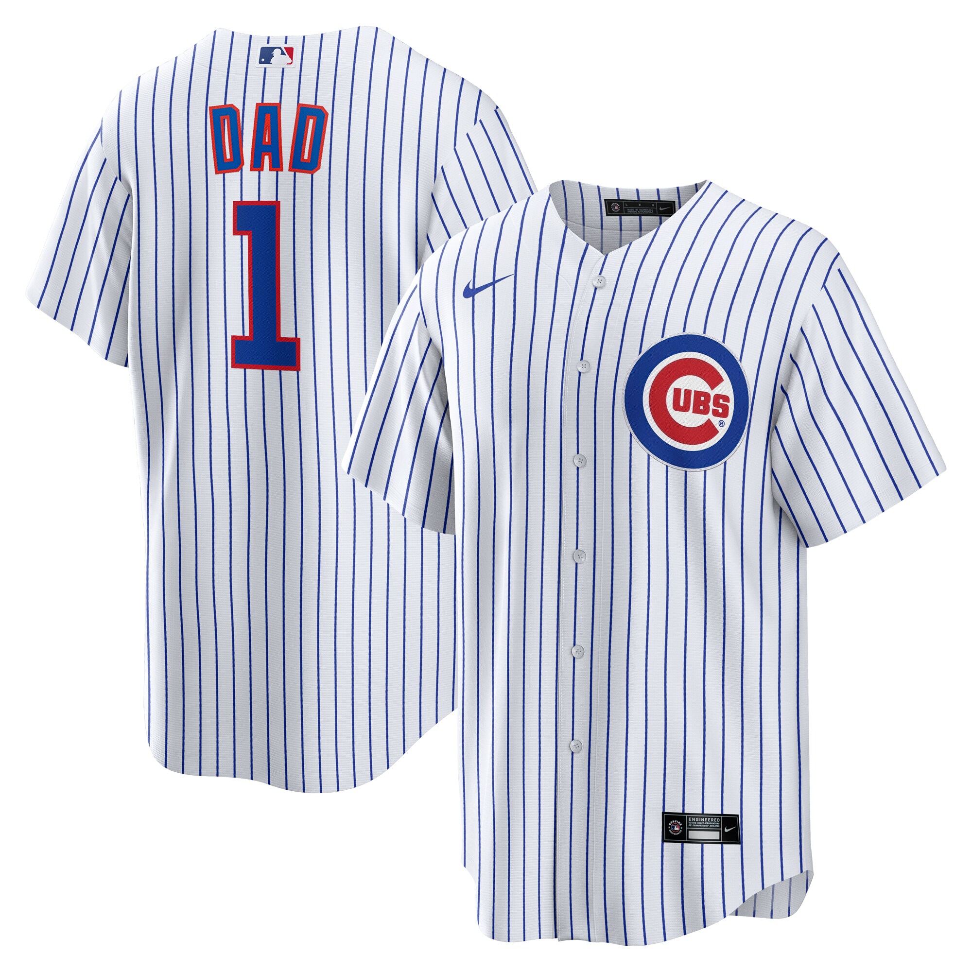 Men's Chicago Cubs White #1 Dad Home Jersey