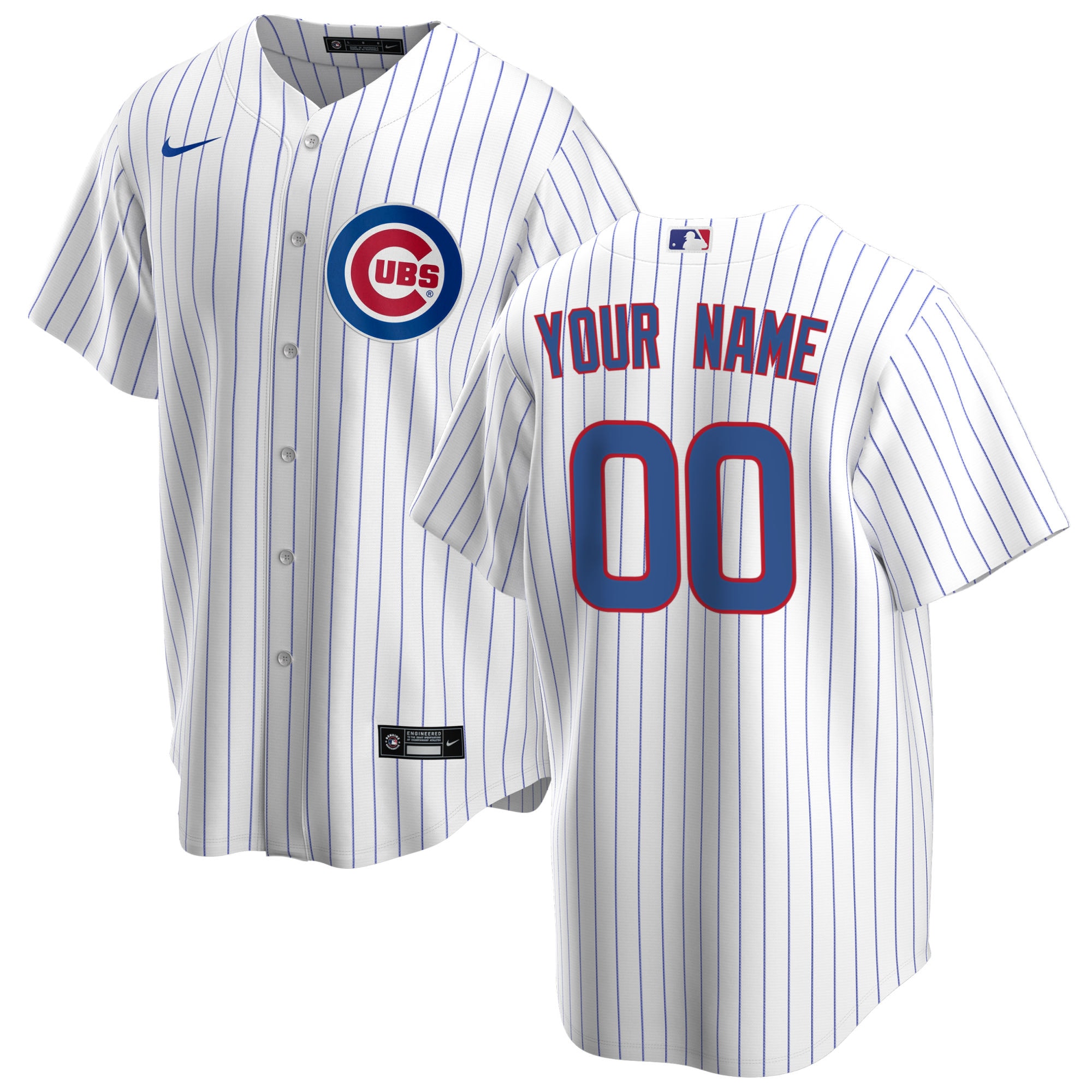 Men's Chicago Cubs White Home Custom Jersey