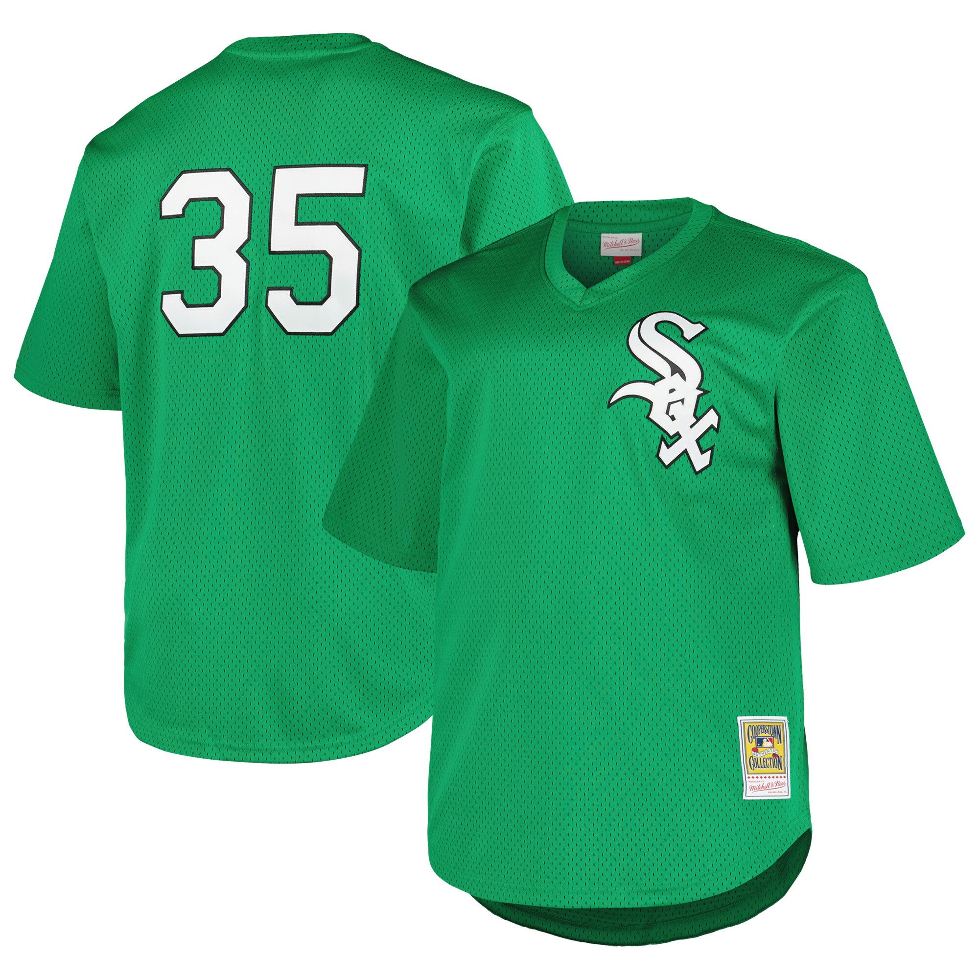 Men's Chicago White Sox Frank Thomas Profile Kelly Green Big & Tall Cooperstown Collection Mesh Batting Practice Jersey