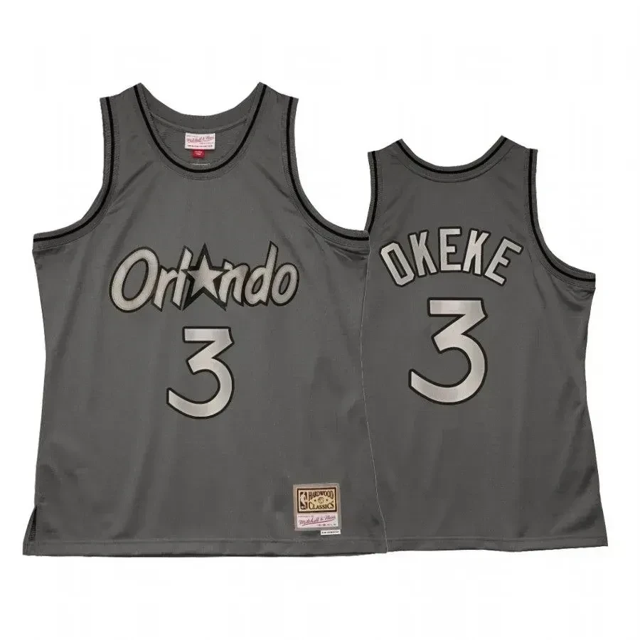 Men's Chuma Okeke 3 Orlando Magic Metal Works Jersey Charcoal