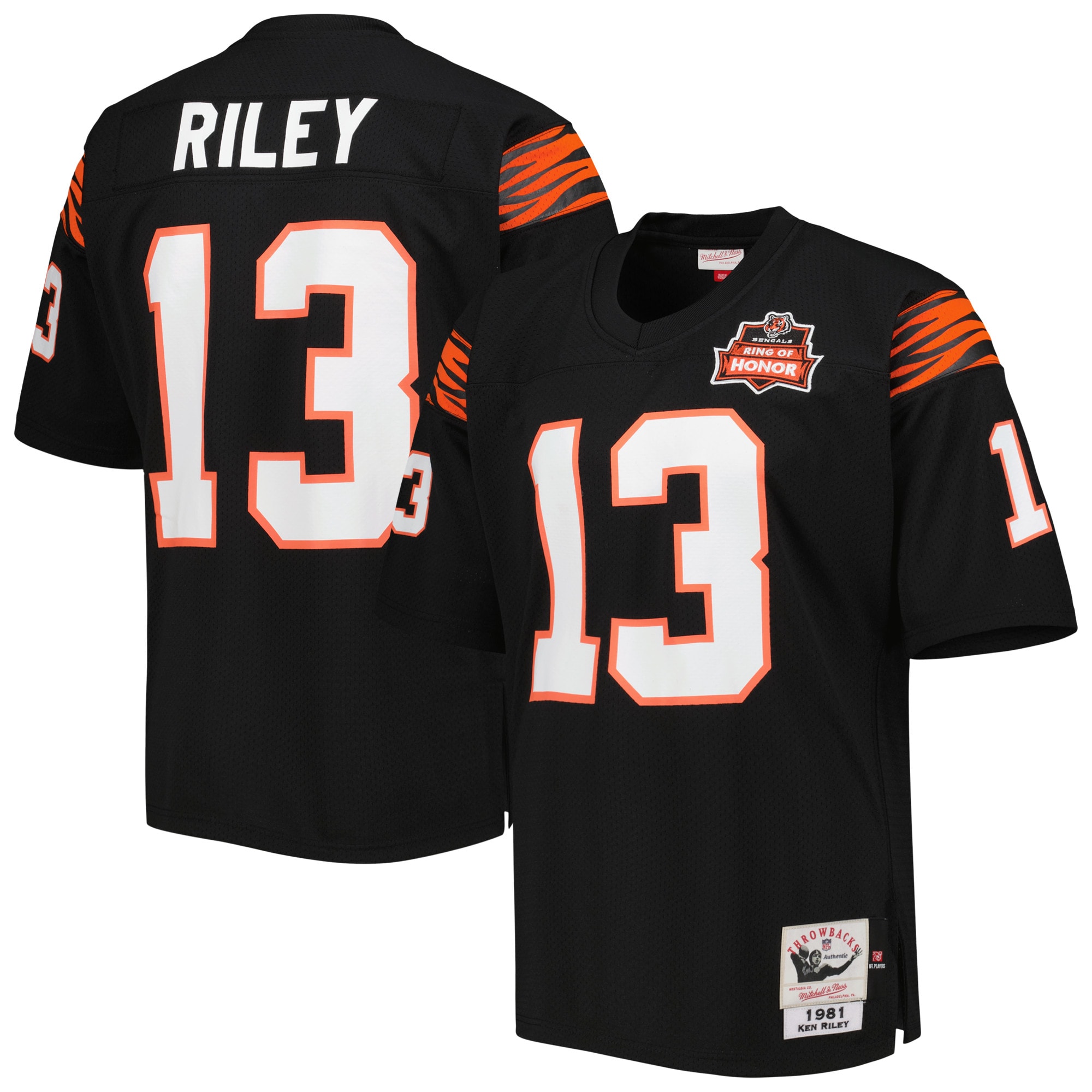 Men's Cincinnati Bengals 1981 Ken Riley Mitchell & Ness Black Throwback Retired Player Jersey Js8427