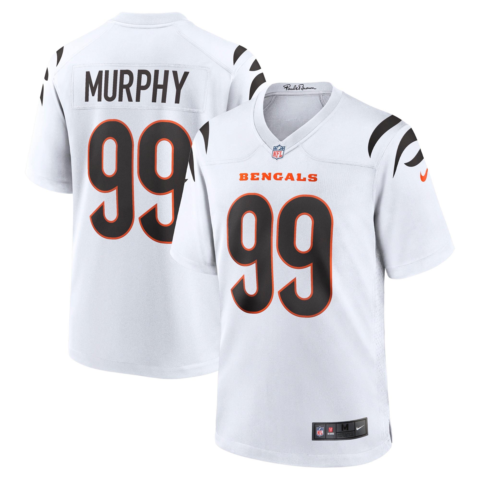 Men's Cincinnati Bengals Myles Murphy White Team Game Jersey Js4702