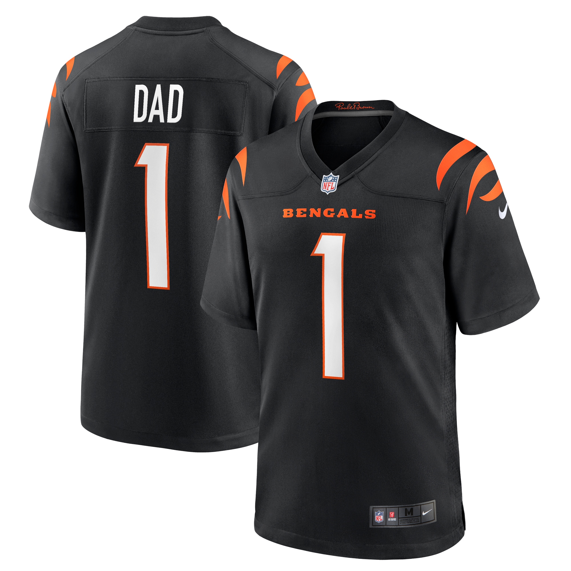 Men's Cincinnati Bengals Number 1 Dad Black Game Jersey Js6562