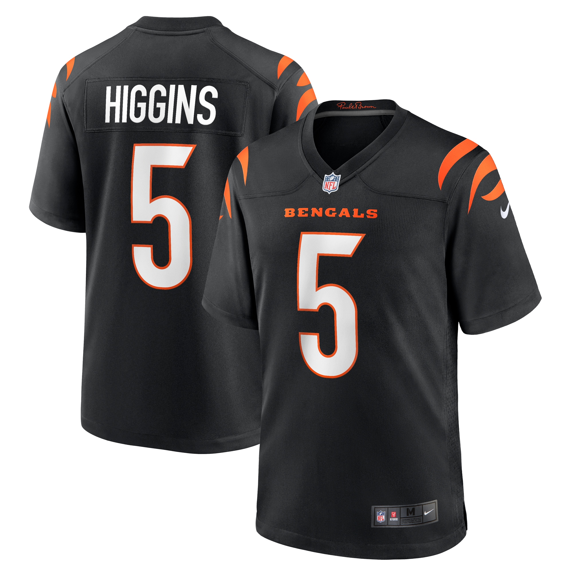 Men's Cincinnati Bengals Tee Higgins Black Game Player Jersey Js9415