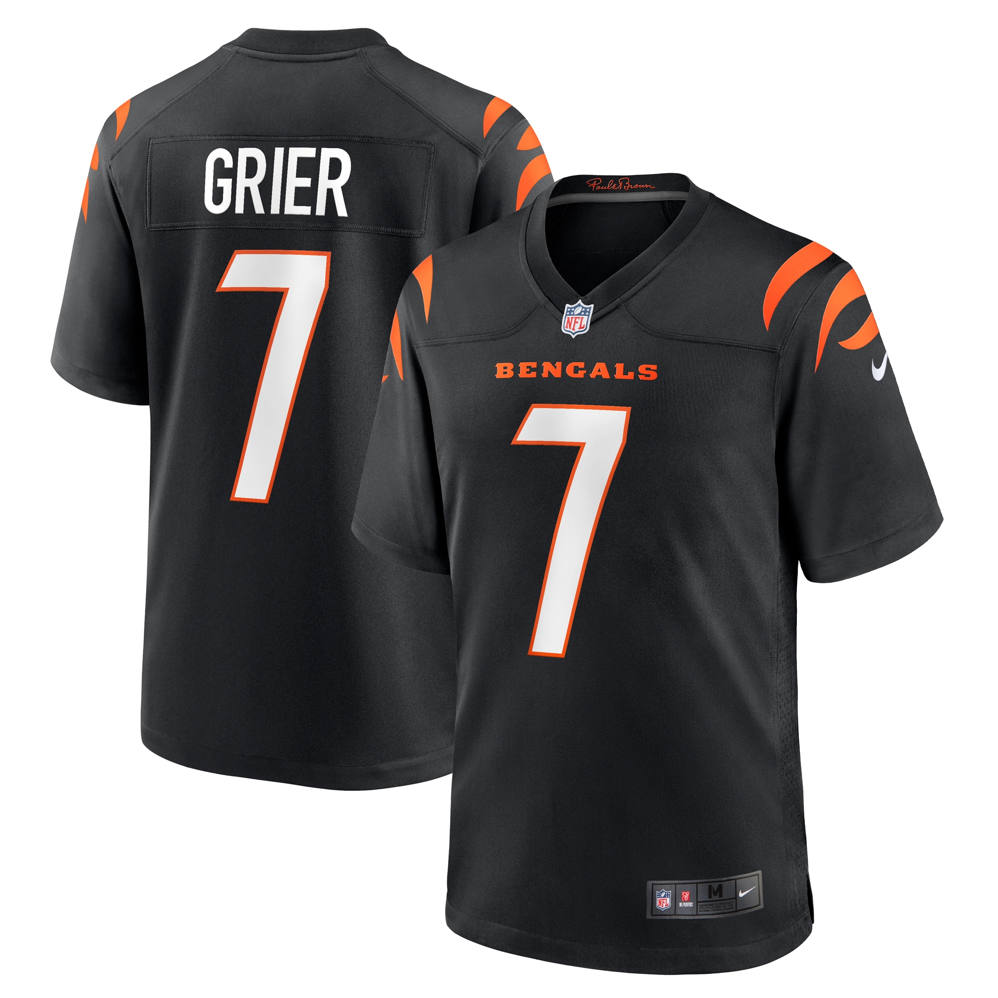 Men's Cincinnati Bengals Will Grier Black Team Game Jersey Js7234