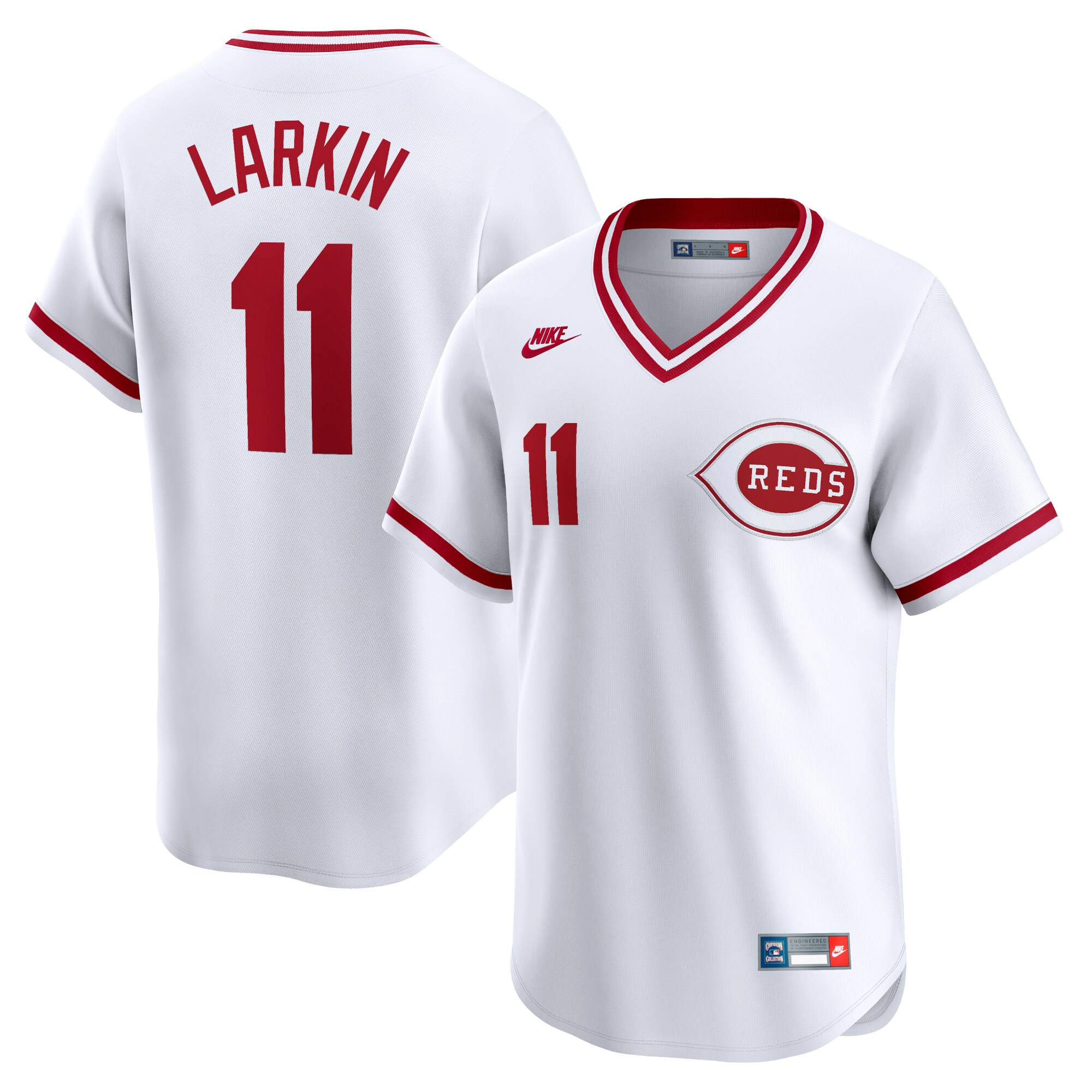 Men's Cincinnati Reds Barry Larkin White Throwback Cooperstown Limited Jersey
