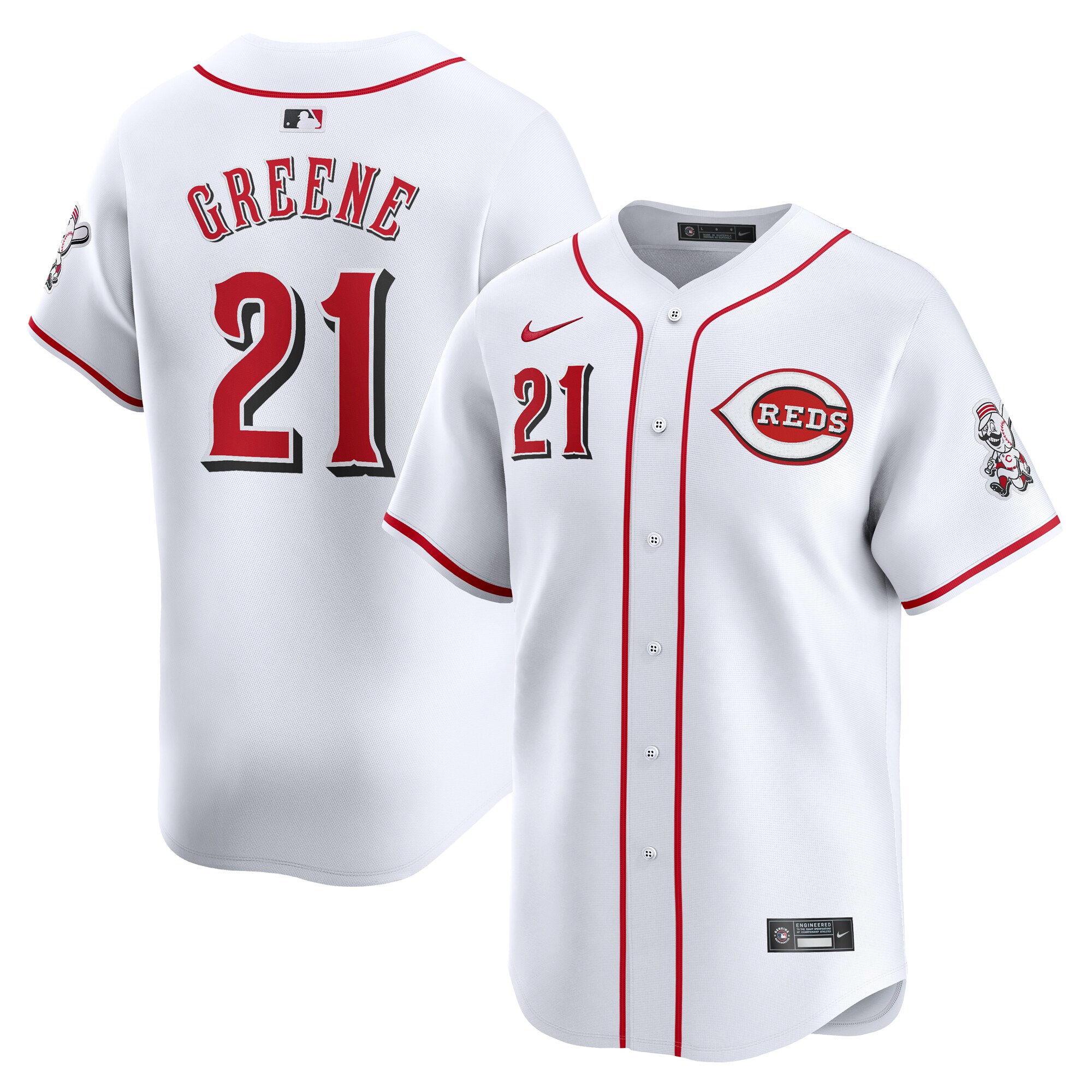 Men's Cincinnati Reds Hunter Greene White Home Limited Player Jersey