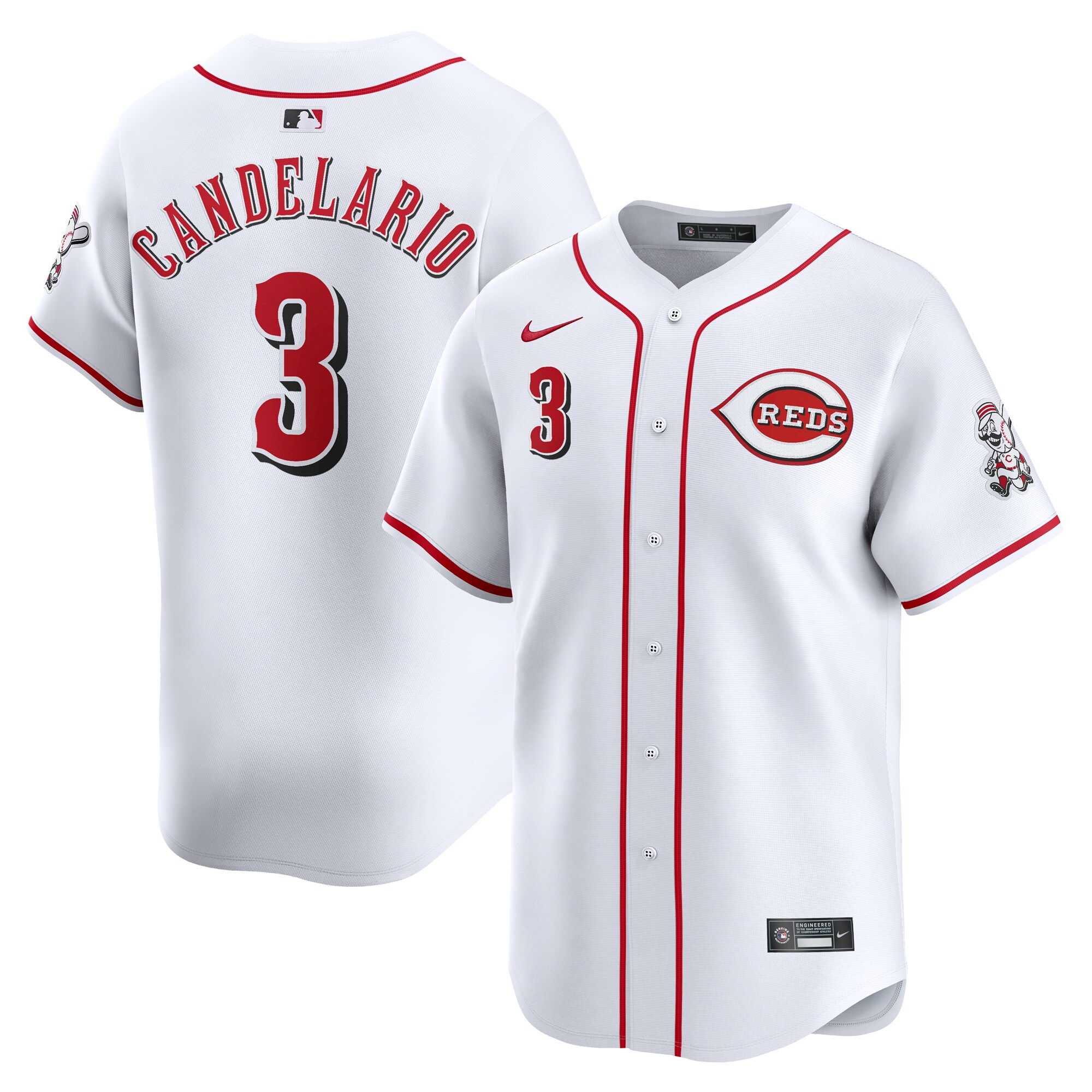 Men's Cincinnati Reds Jeimer Candelario White Home Limited Player Jersey