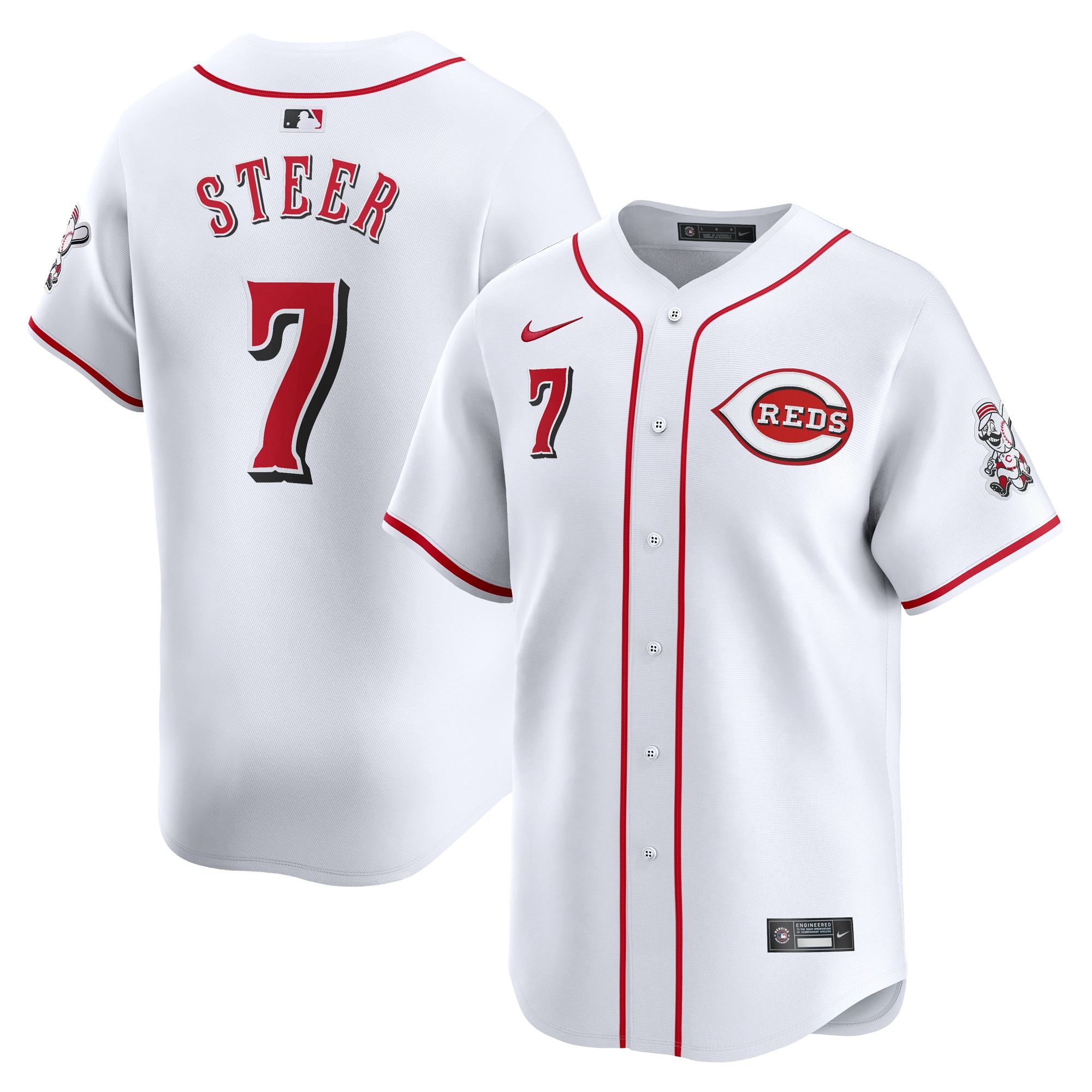 Men's Cincinnati Reds Spencer Steer White Home Limited Player Jersey