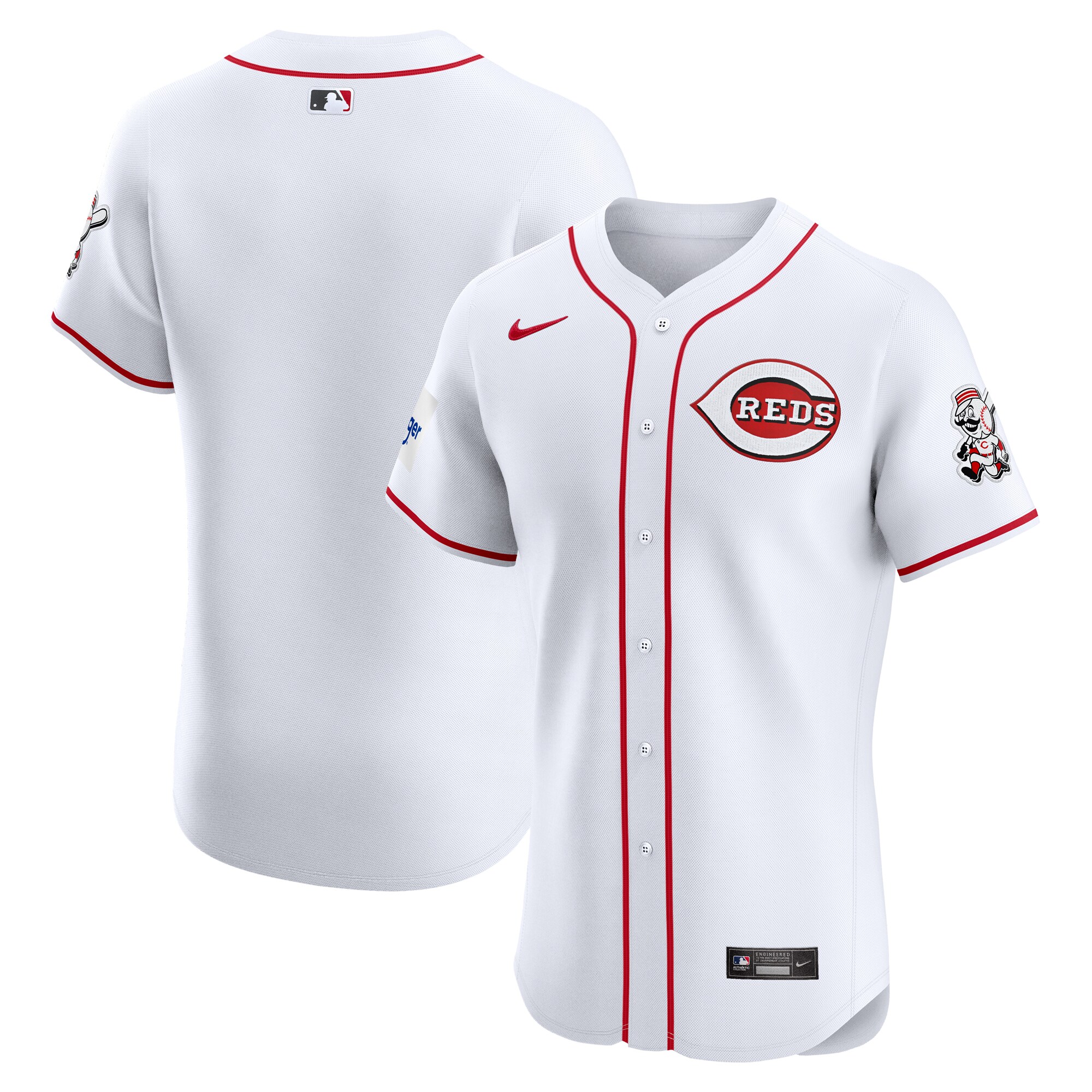 Men's Cincinnati Reds White Home Elite Patch Jersey