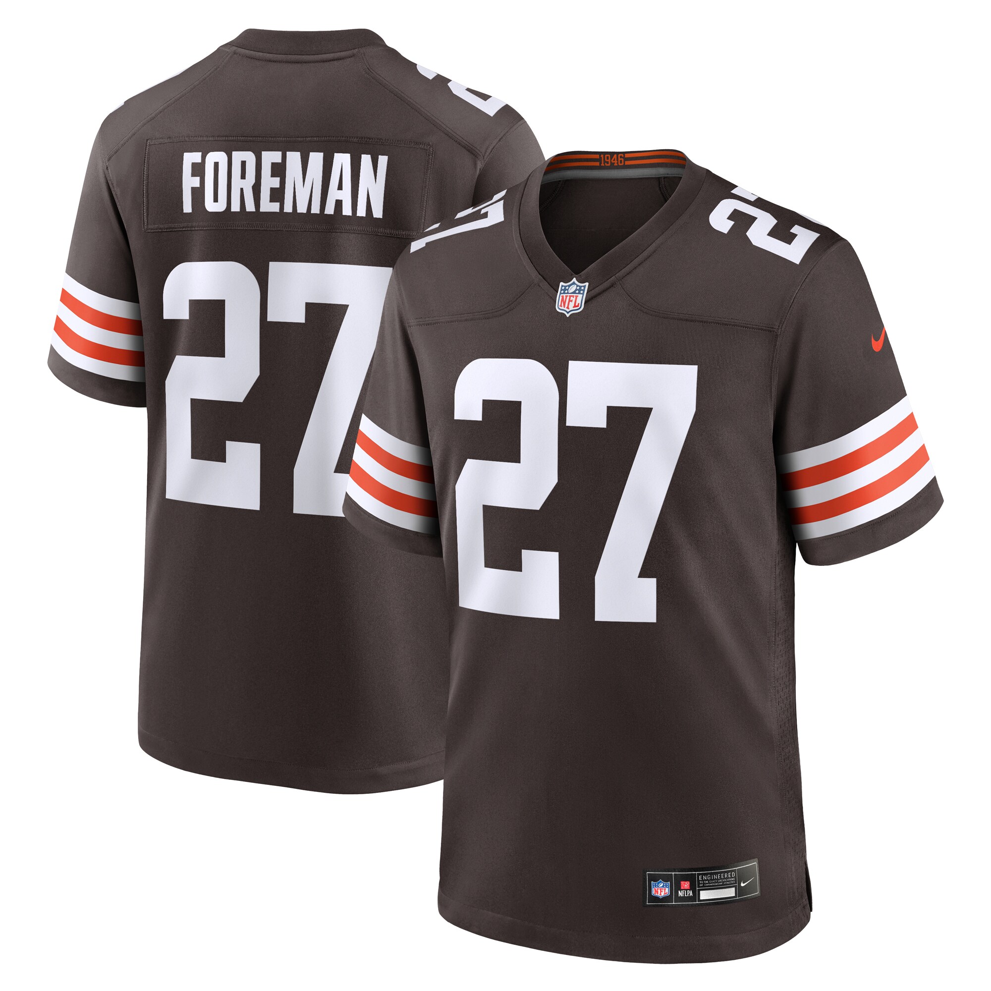 Men's Cleveland Browns D'onta Foreman Brown Team Game Jersey Js2294