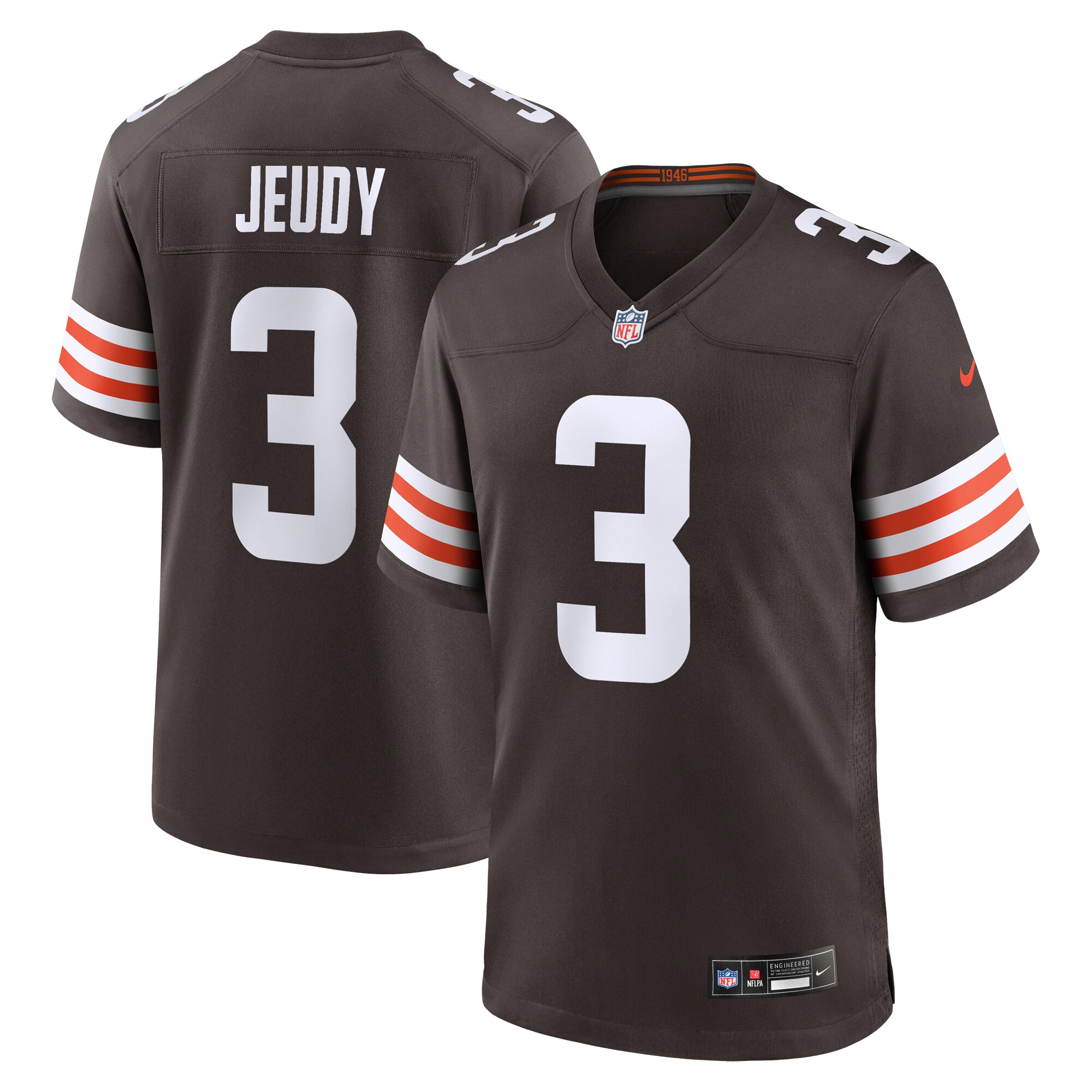 Men's Cleveland Browns Jerry Jeudy Brown Game Jersey Js1173