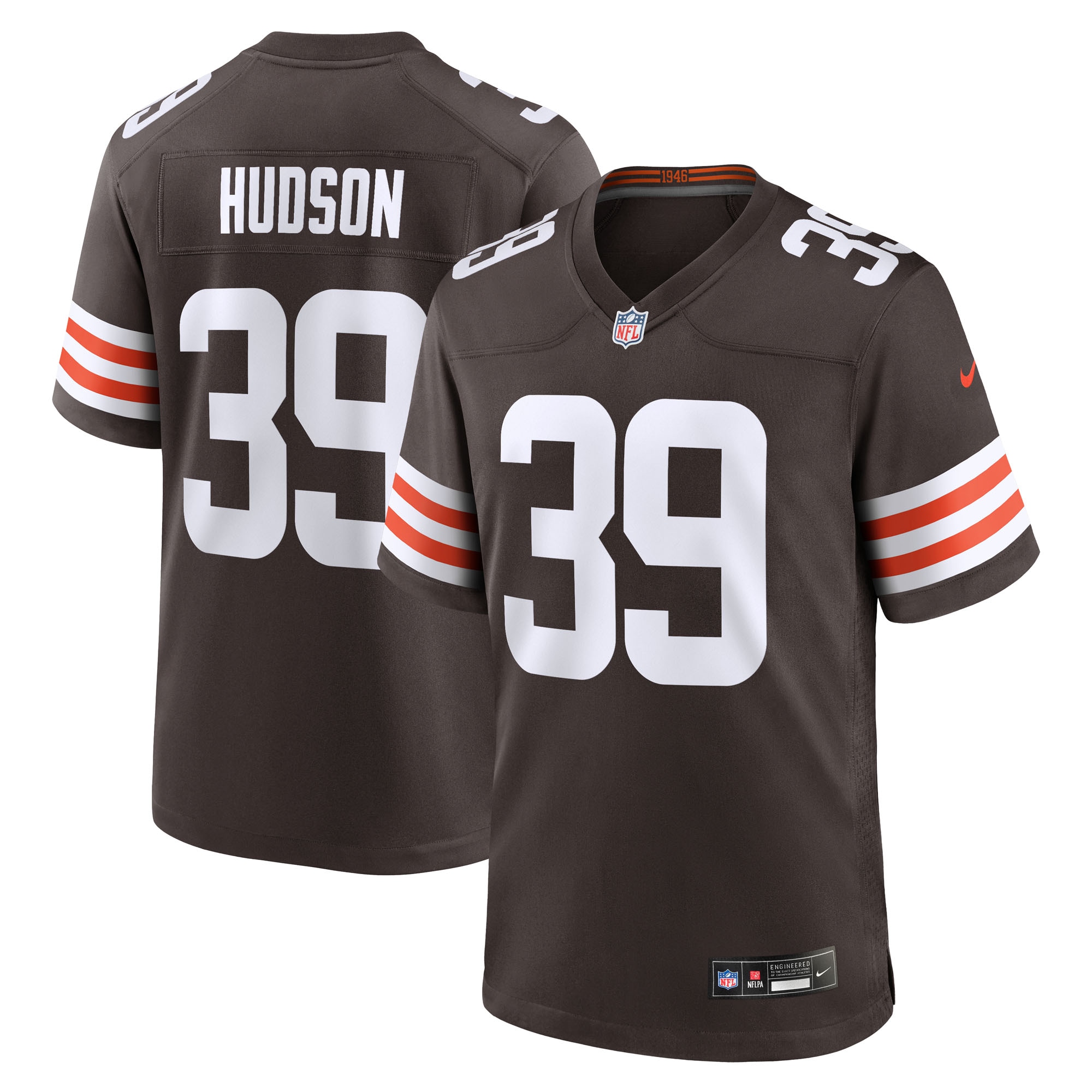 Men's Cleveland Browns Khaleke Hudson Brown Team Game Jersey Js3457