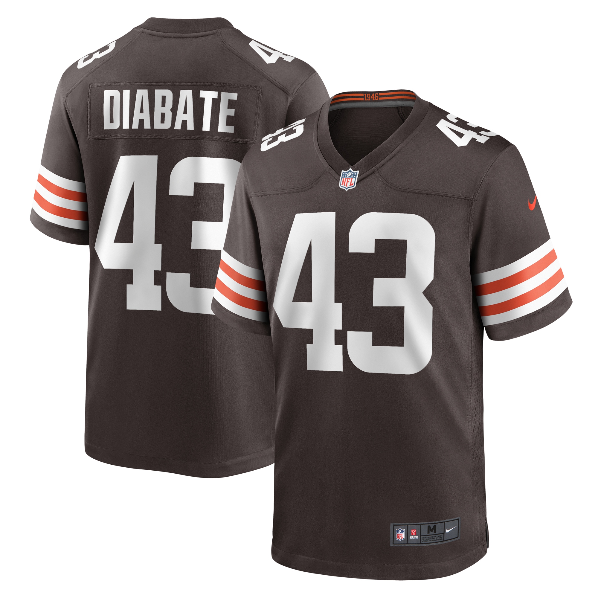 Men's Cleveland Browns Mohamoud Diabate Brown Team Game Jersey Js4213
