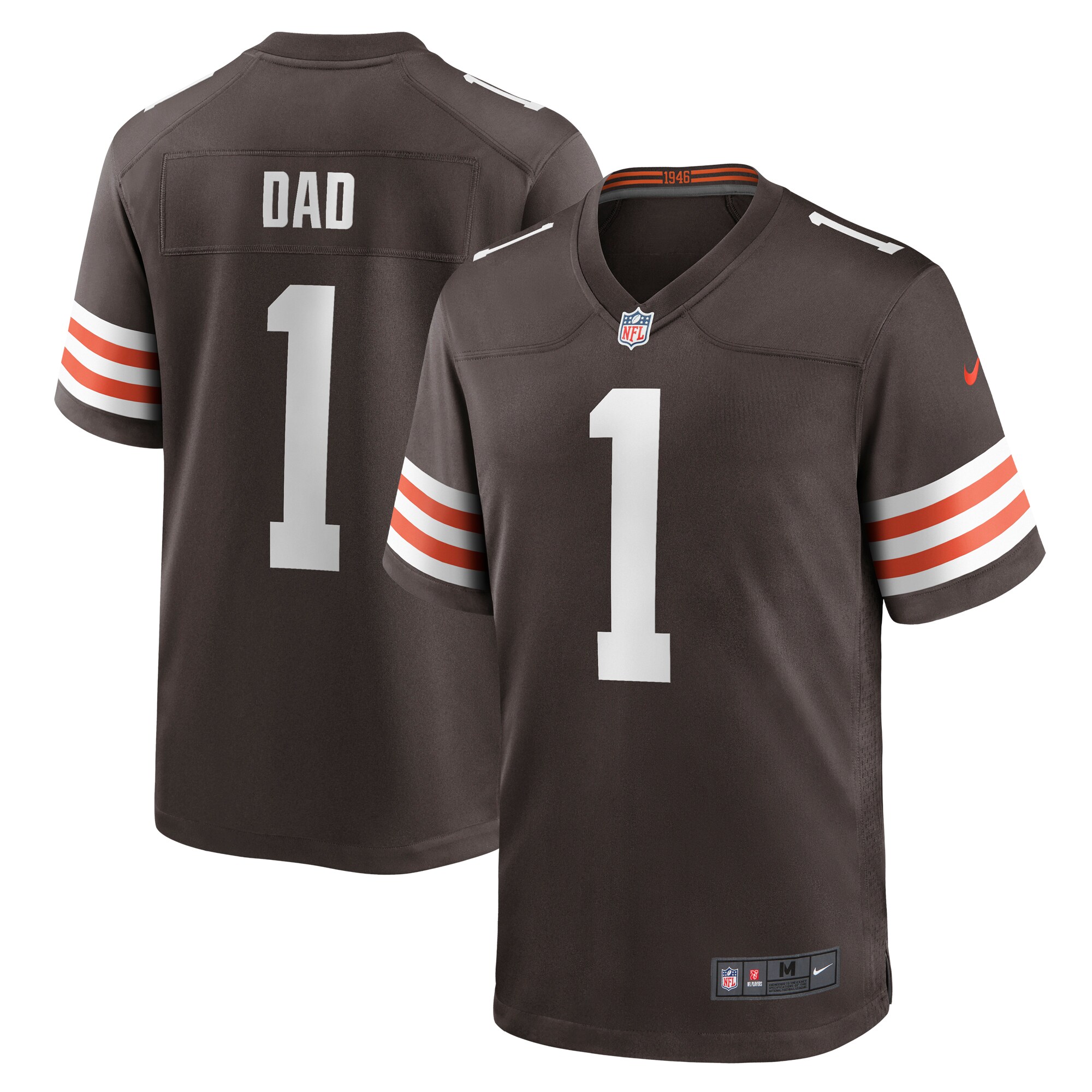Men's Cleveland Browns Number 1 Dad Brown Game Jersey Js9668