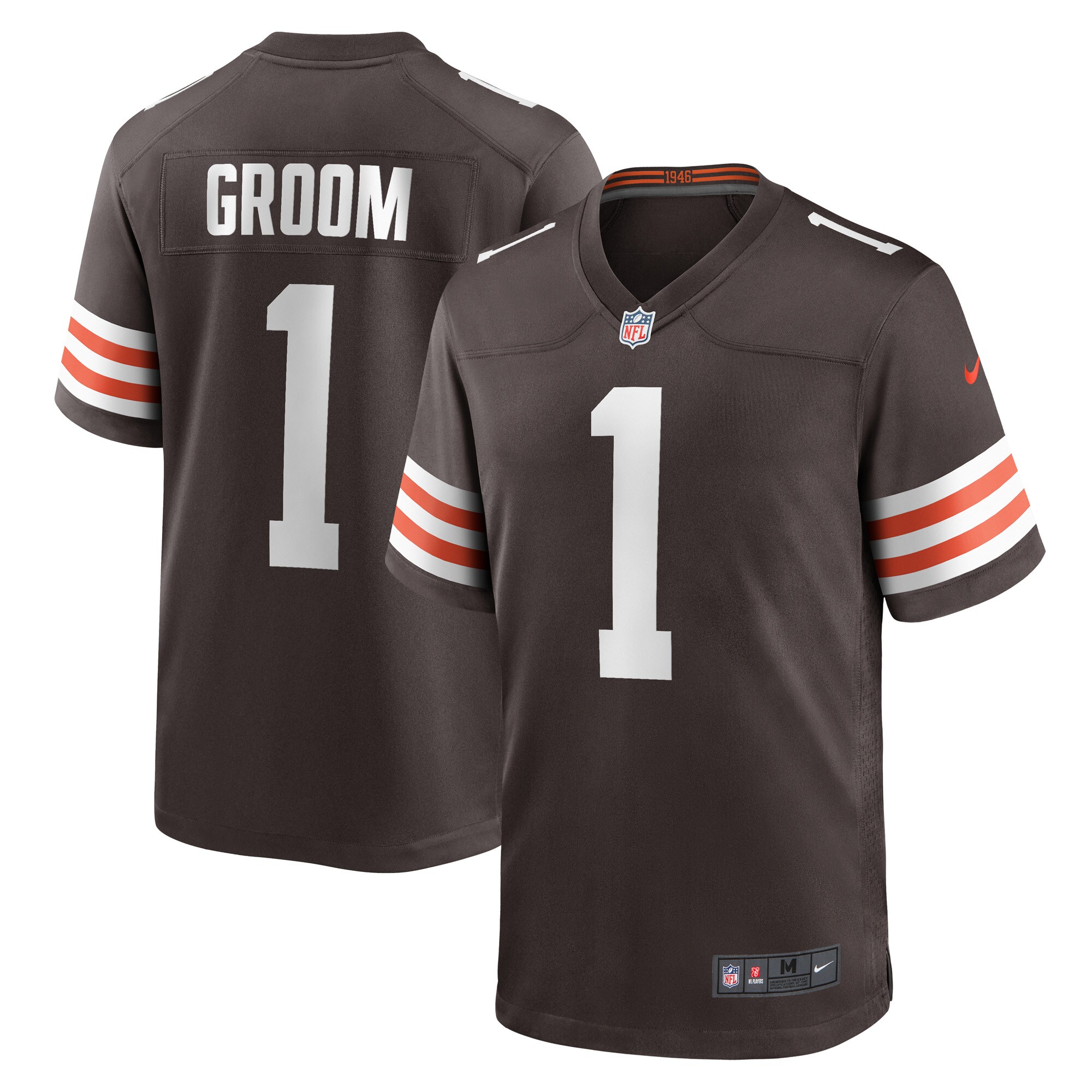 Men's Cleveland Browns Number 1 Groom Brown Game Jersey Js9322