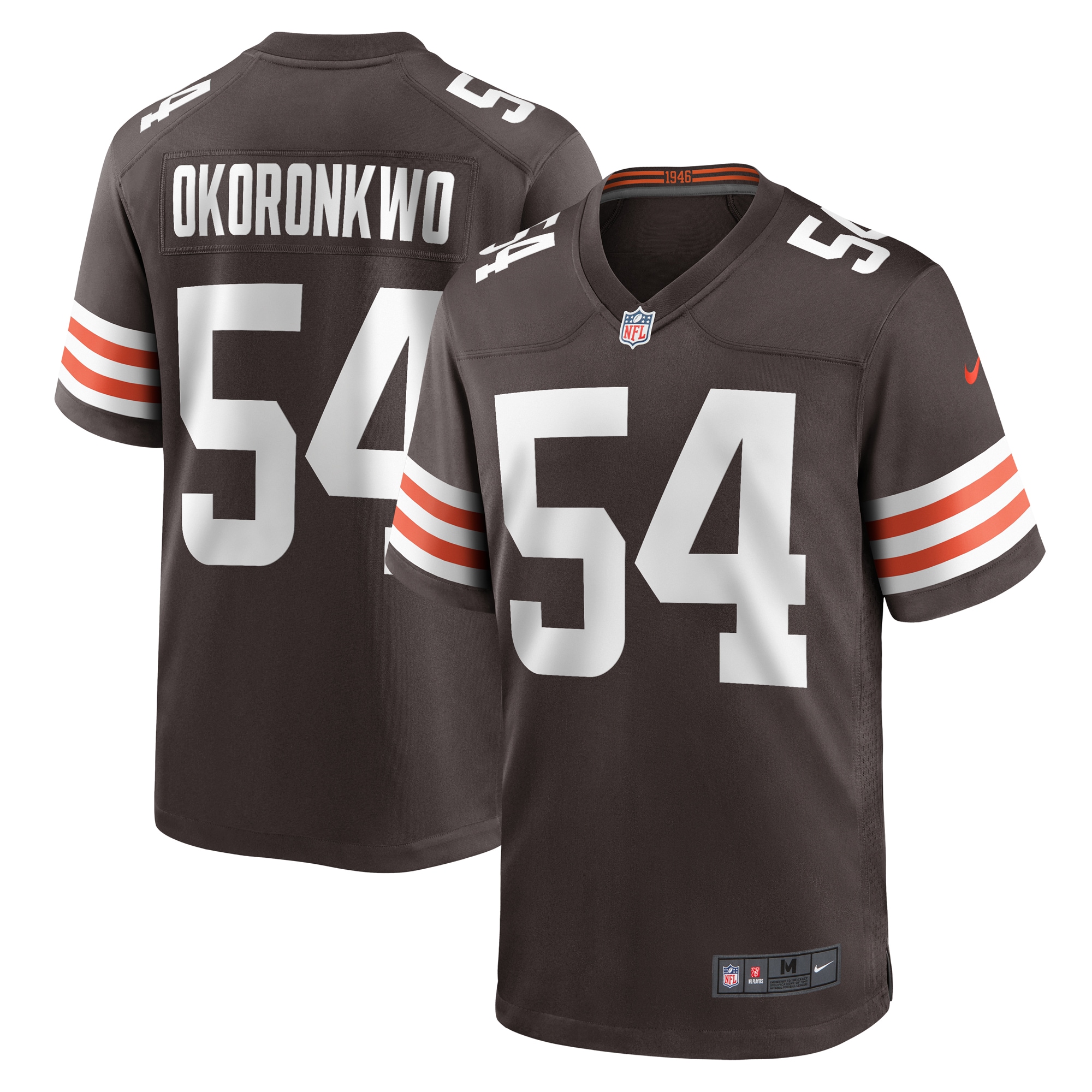 Men's Cleveland Browns Ogbonnia Okoronkwo Brown Game Player Jersey Js6667