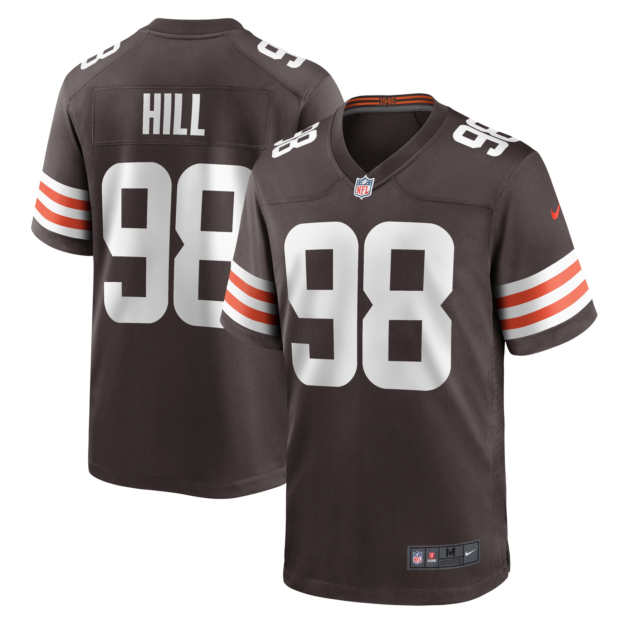 Men's Cleveland Browns Trysten Hill Brown Game Jersey Js9761