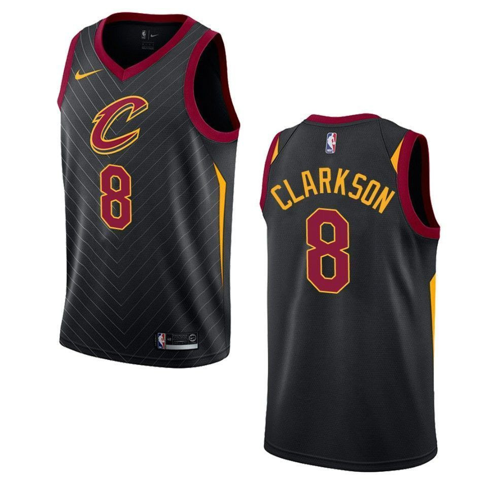 Men's Cleveland Cavaliers 8 Jordan Clarkson Statement Swingman Jersey - Black