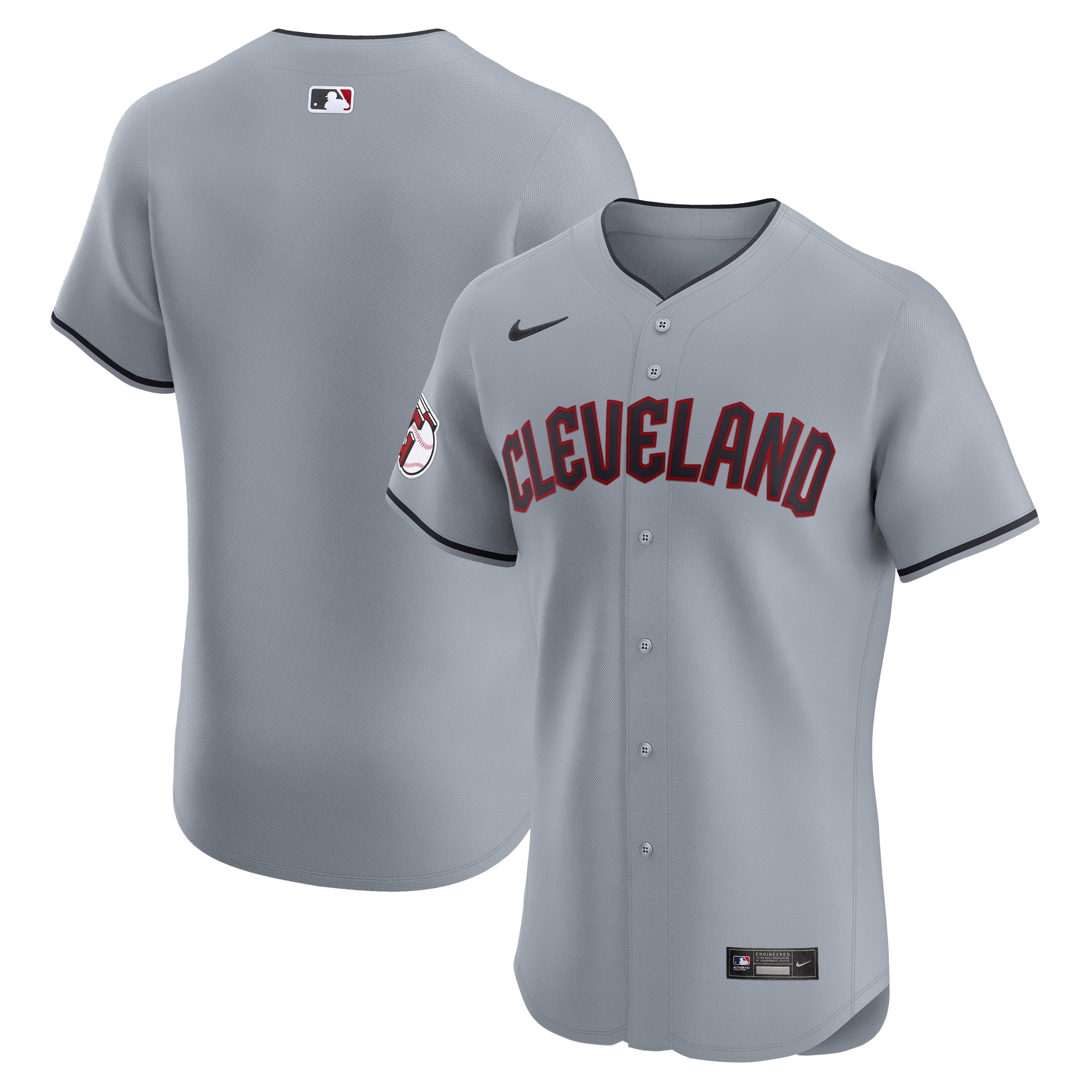 Men's Cleveland Guardians Gray Alternate Vapor Premier Elite Patch Jersey