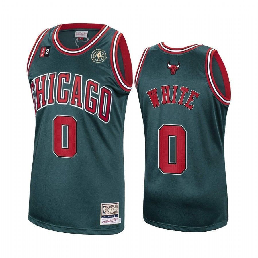 Men's Coby White 0 Chicago Bulls Green Hardwood Classics Jersey