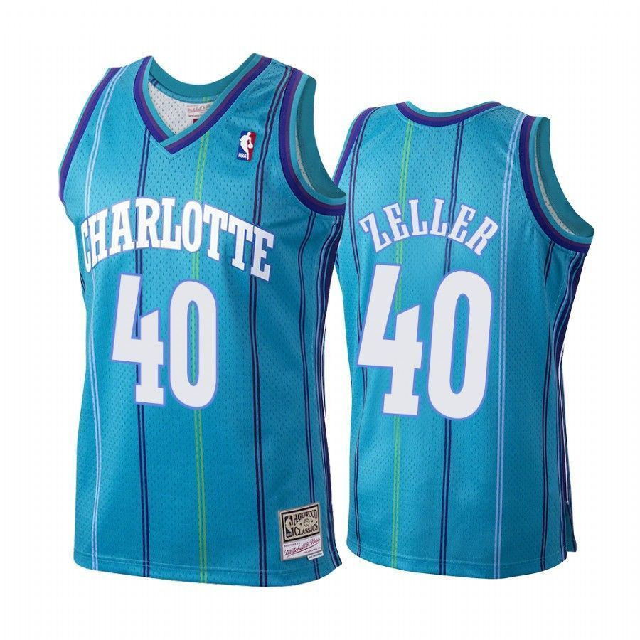 Men's Cody Zeller 40 Charlotte Hornets Hardwood Classics Jersey Teal
