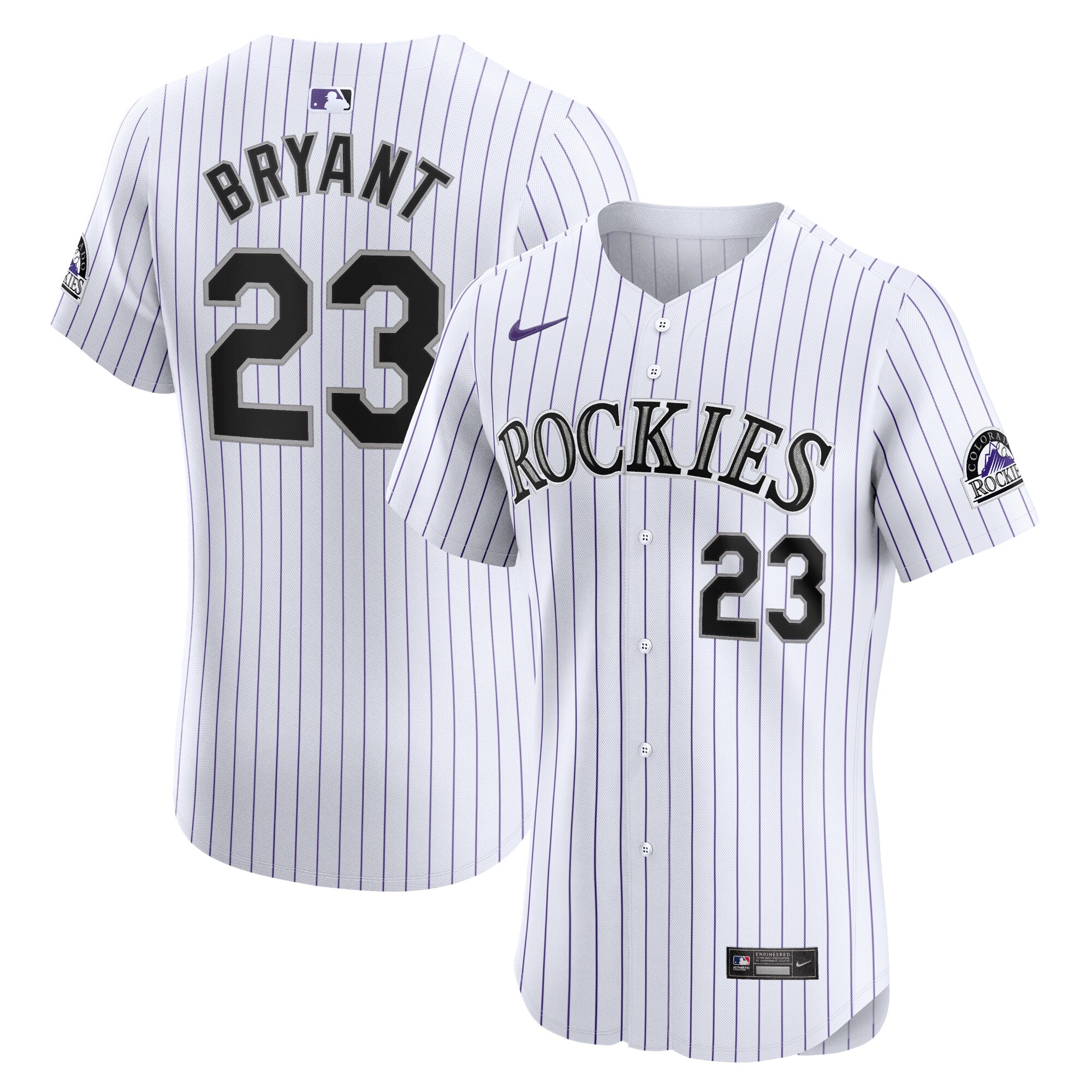 Men's Colorado Rockies Kris Bryant White Home Elite Jersey