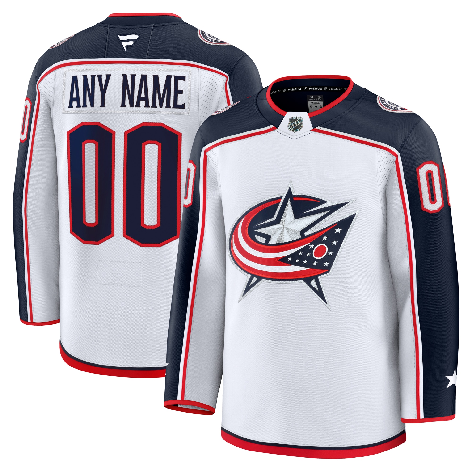 Men's Columbus Blue Jackets White Away Premium Custom Jersey