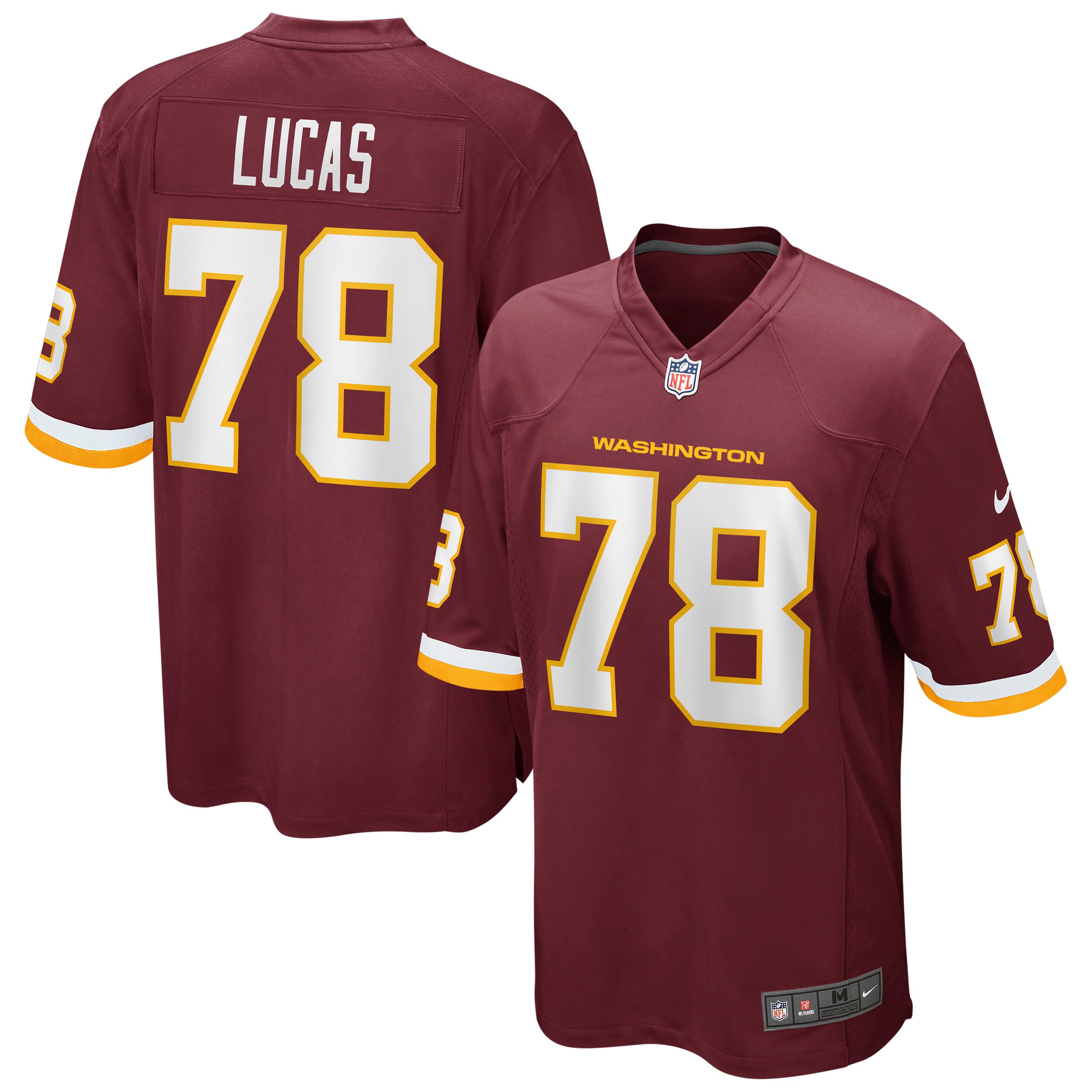 Men's Cornelius Lucas Washington Football Team Burgundy Game Player Jersey Js6414