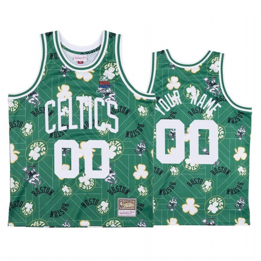 Men's Custom 00 Boston Celtics Green Tear Up Pack Jersey