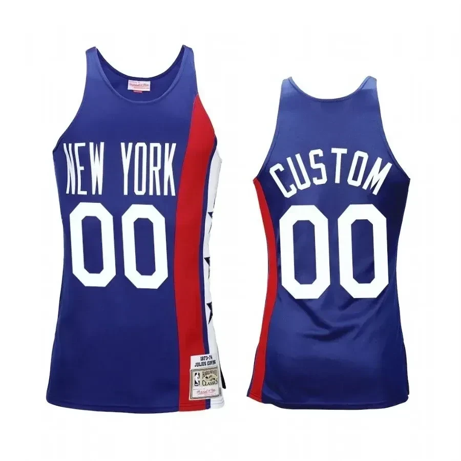Men's Custom 00 Brooklyn Nets Royal 1975 Hardwood Classics Jersey