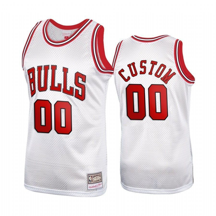 Men's Custom 00 Chicago Bulls Platinum Hardwood Classics Jersey