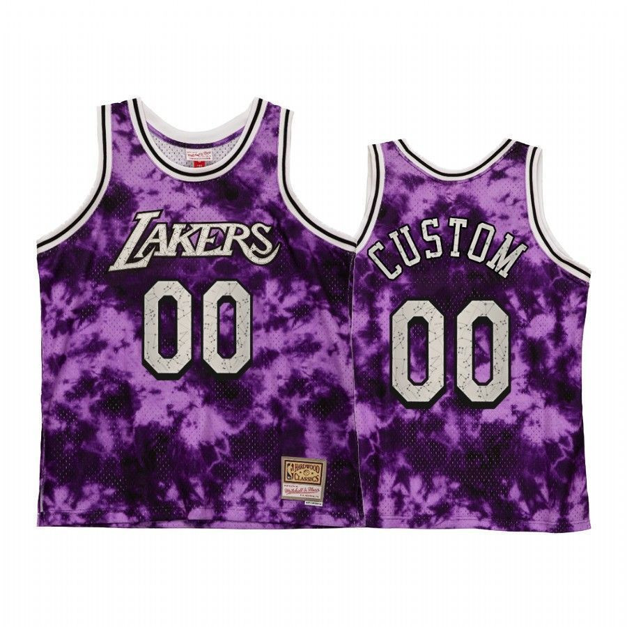 Men's Custom 00 Los Angeles Lakers Galaxy Constellation Jersey Purple