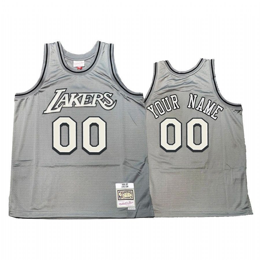 Men's Custom 00 Los Angeles Lakers Hardwood Classics Jersey Gray