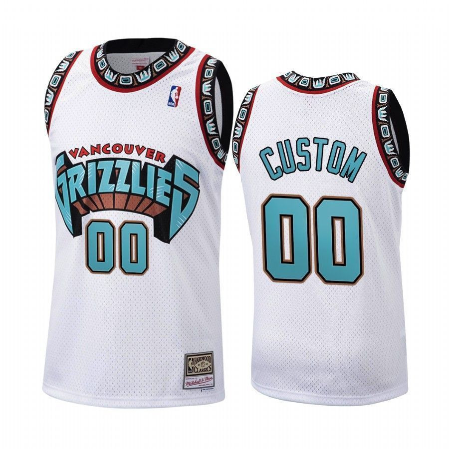 Men's Custom 00 Memphis Grizzlies White Hardwood Classics 1998 Jersey