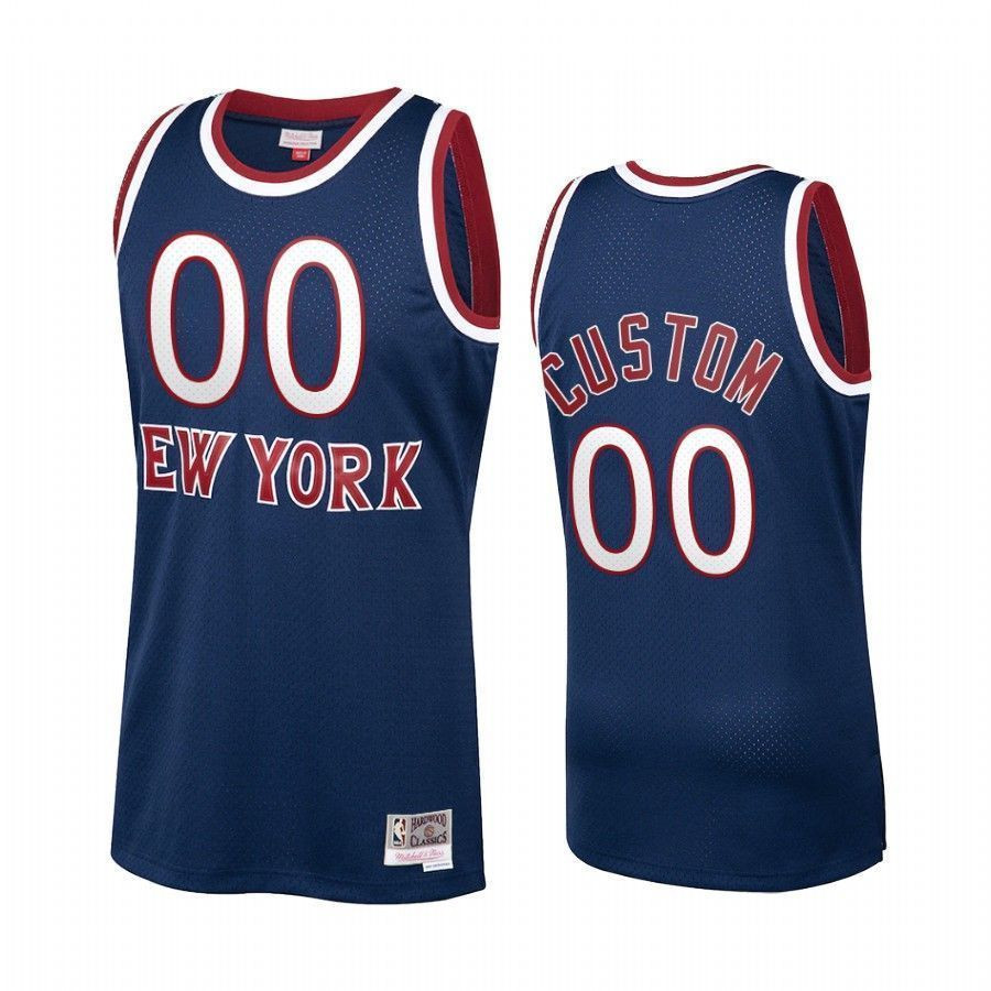 Men's Custom 00 New York Knicks Navy Hardwood Classics Jersey